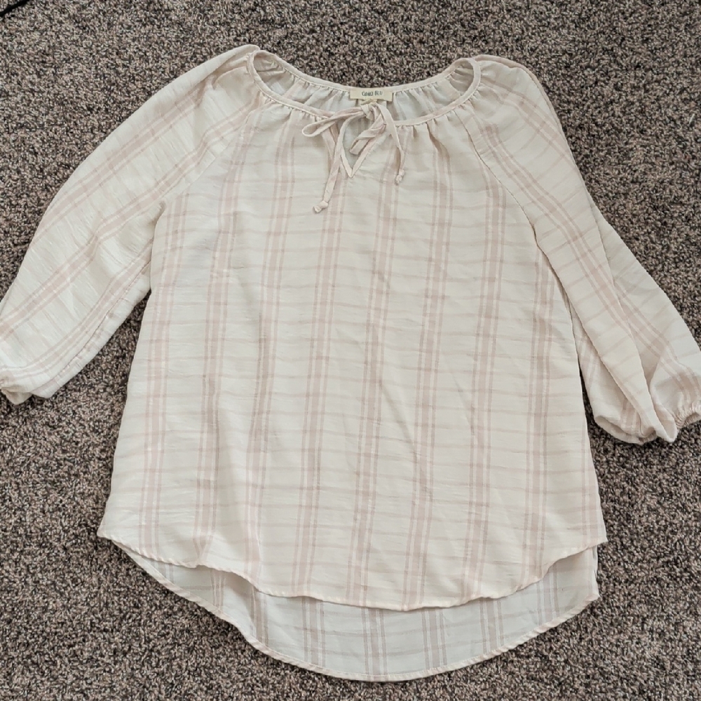 Womans Cream Plaid Blouse